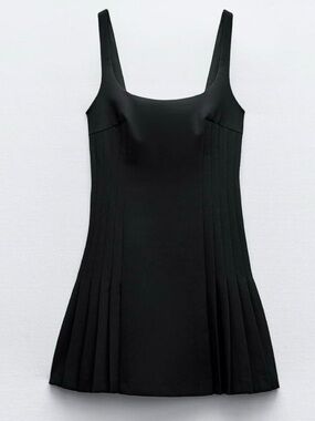 Zara Black Pleated Tank Mini Dress